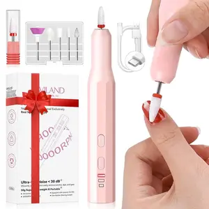 Cordless Nail Drill Kit: Ultra Low Noise 20000RPM Rechargeable Electric Nail File Portable Low Heat Nail Drill Machine with Complete Bits for Beginner Manicure Pedicure Home