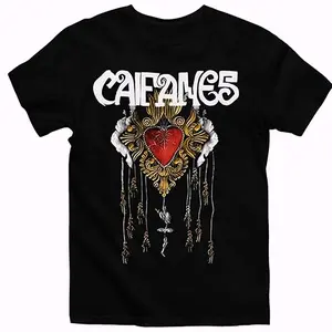 Playera Caifanes Corazón Graphic Tee Pure Cotton Fabric Casual Street Style Crew Neck Short Sleeve T-Shirt Tops Trendy for Women for Men