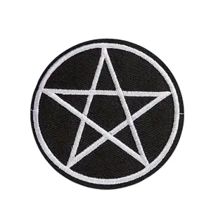 Pentagram embroidered iron on patch