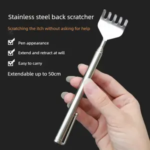 Telescopic Back Scratcher Portable Stainless Steel Tickler Tool for Seniors Extendable up to 50cm Pen Appearance Easy to Carry & Durable