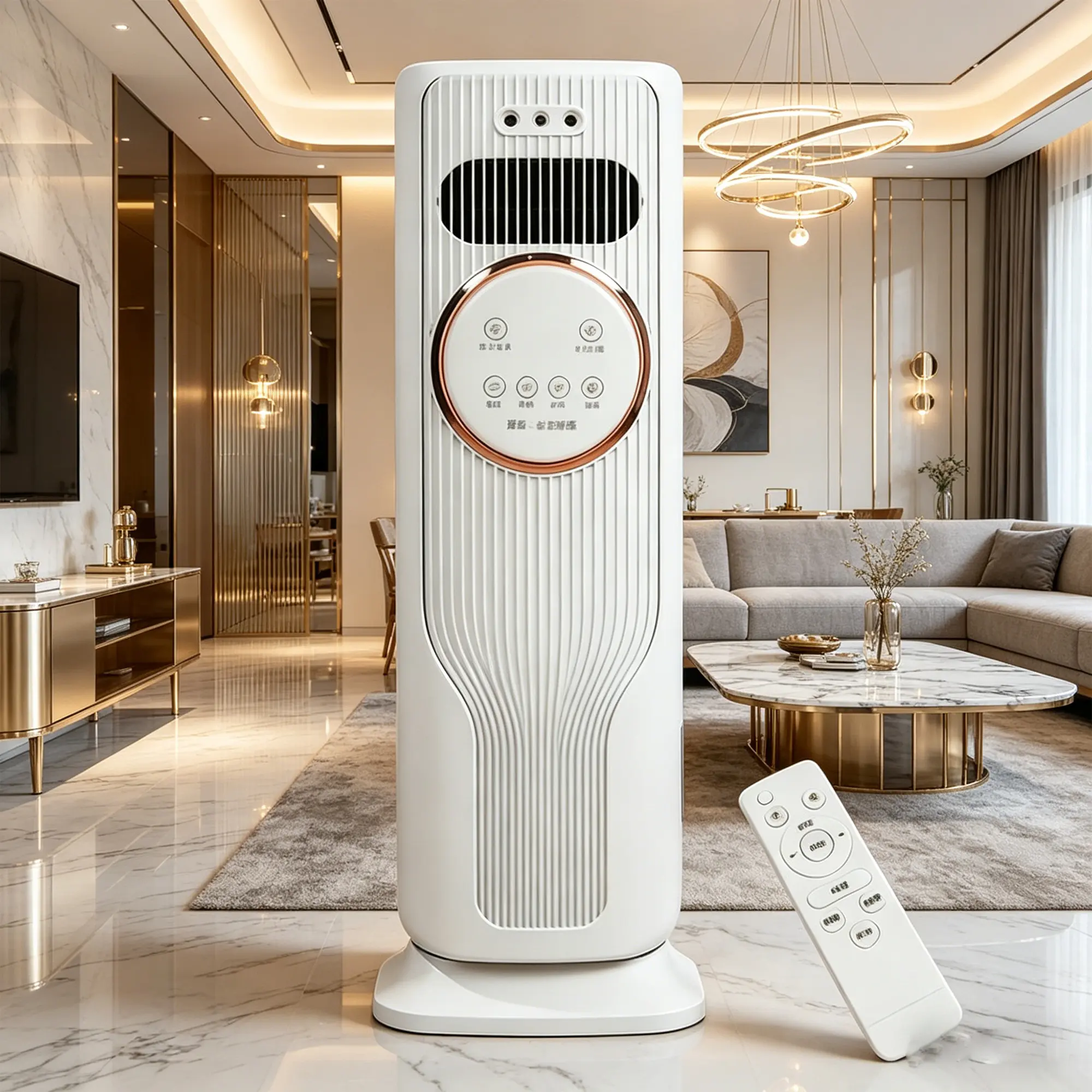 Portable Evaporative Ice Mist Tower Air Cooler Fan - Ice Cooling Fan, Evaporative Coolers, Remote Control, Large Water Tank, Quiet Oscillating, Long-Lasting Humidifier for Home Bedroom Indoor Use (Household Appliance), Fan With Mist