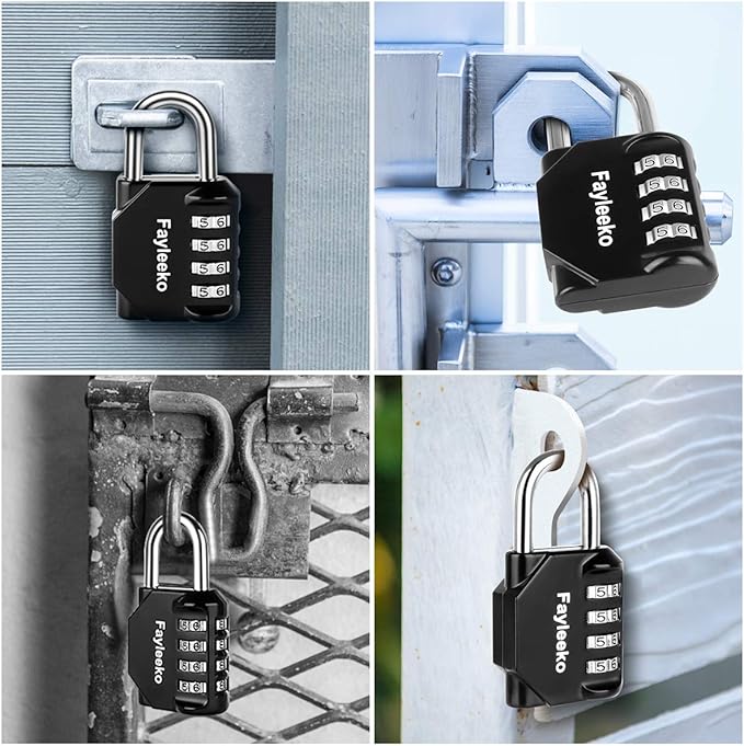 4 Digit Combination Lock 2 Pack With Resettable Code Side Window Design For Lockers Gym Fence Toolbox Storage Cases