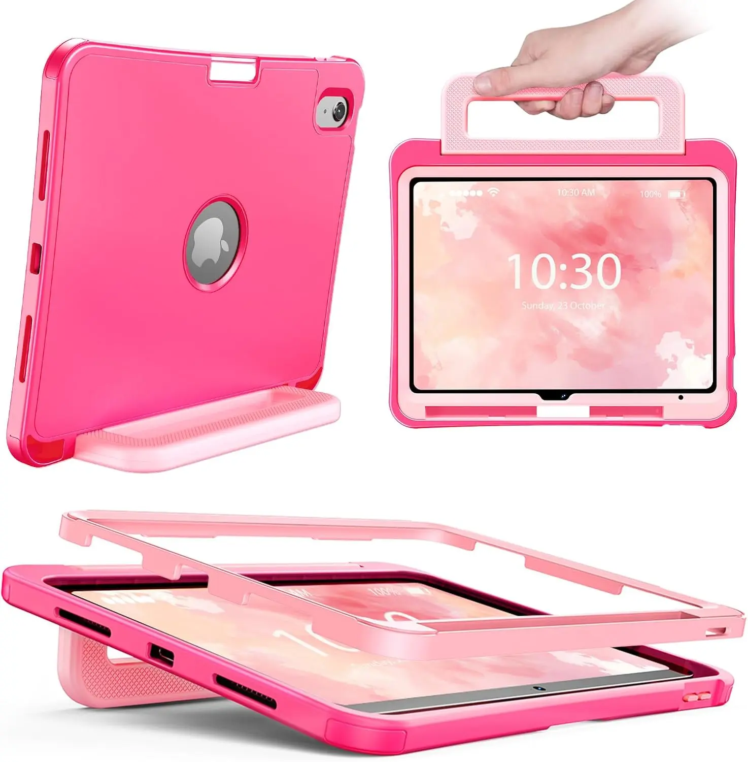 INFILAND Kids Case for iPad A16 11th/10th Generation 11/10.9 Inch 2025/2022 | Dual-layer Shockproof Stand Protective Cute Cover with Pencil Holder/Handle for Boys Girls
