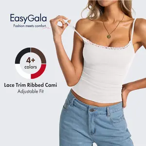 EasyGala Womens Lace Camisole Tops Square Neck Ribbed Tank Tops Adjustable Spaghetti Straps Sleeveless Summer Shirt 2026 #summervibes