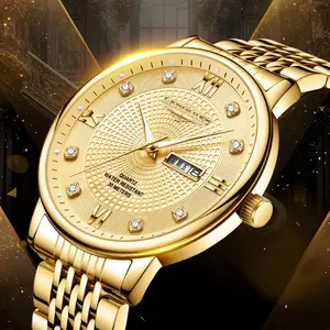 LANGQIES Men's Watch with Swiss Movement 42mm Dial Sapphire Crystal Stainless Steel Band Luminous Water-Resistant Dual Calendar Design