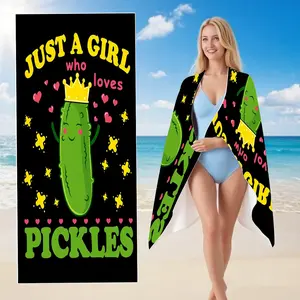 Adorable Pickle Queen Beach Towel | Just a Girl Who Loves Pickles" Novelty Bath Towel | Super Soft Absorbent Microfiber | Unique Gift for Pickle Lovers