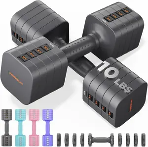 DB3 5-in-1 Adjustable Dumbbell Set of 2, 12LBS/20LBS Hand Weights for Women, Men, 1s-Adjust Dual-Stable Dumbbell Set for Women Home Gym & Outdoor