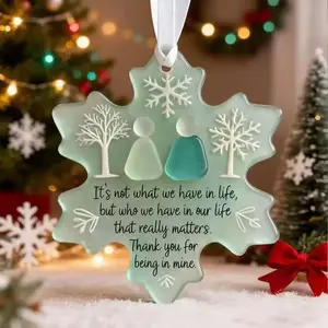 Classic Acrylic Snowflake Christmas Tree Decoration, Snowflakes and Branches, Winter Friendship Ornament, No Feathers, for Office Decor