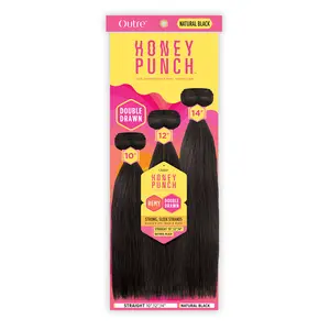 Outre Unprocessed Remy Human Hair Weave Honey Punch 3 Bundles Straight