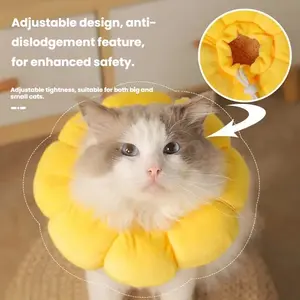 Adjustable Elizabethan Collar for Cats & Dogs, Soft Comfort Anti-Bite Choke Chain, Post-Surgery Spay Prevent Licking, Sunflower Design