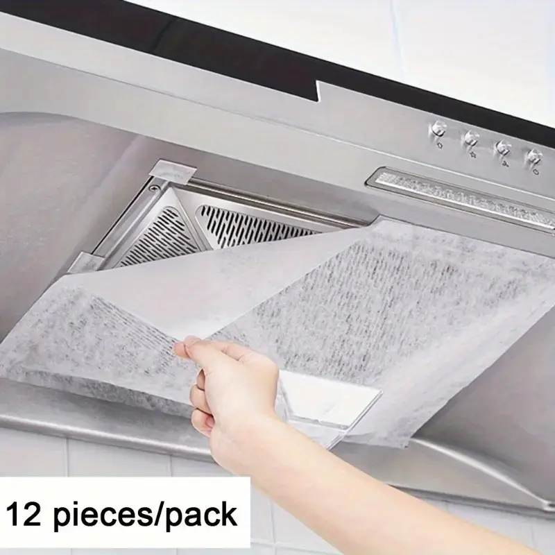 12-Piece Universal Replacement Kitchen Grease Filters - High-Temperature Resistant, Single-Use, Suitable for Most Kitchen Ventilation Systems, 12 Pieces