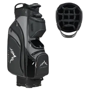 14-Way Golf Cart Bag with Full Length Divider, Premium PU Leather Golf Bag with Plush Top, Magnetic Pocket and Rain Cover for Men