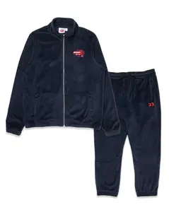 Velour Tracksuit Jacket & Pants Royal Navy/Red