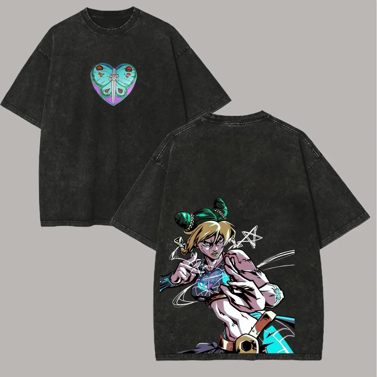 JoJo's Bizarre Adventure Jolyne Cujoh Printed Unisex Washed T-Shirt38