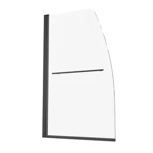 Frameless Bathtub Shower Door 34 In W X 55 In H, 180° Rotatable Door With Black Finish, Tempered Clear Glass, Reversible Left Right Swing, Easy Install Hardware Included, Water Seal Strip, Premium Bathroom Enclosure, Smooth Pivot