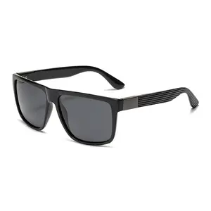 Men's Retro Square Polarized Sunglasses, UV400 Protection Driving Glasses, Classic Black Frame Sun Shades for Outdoor & Daily Use