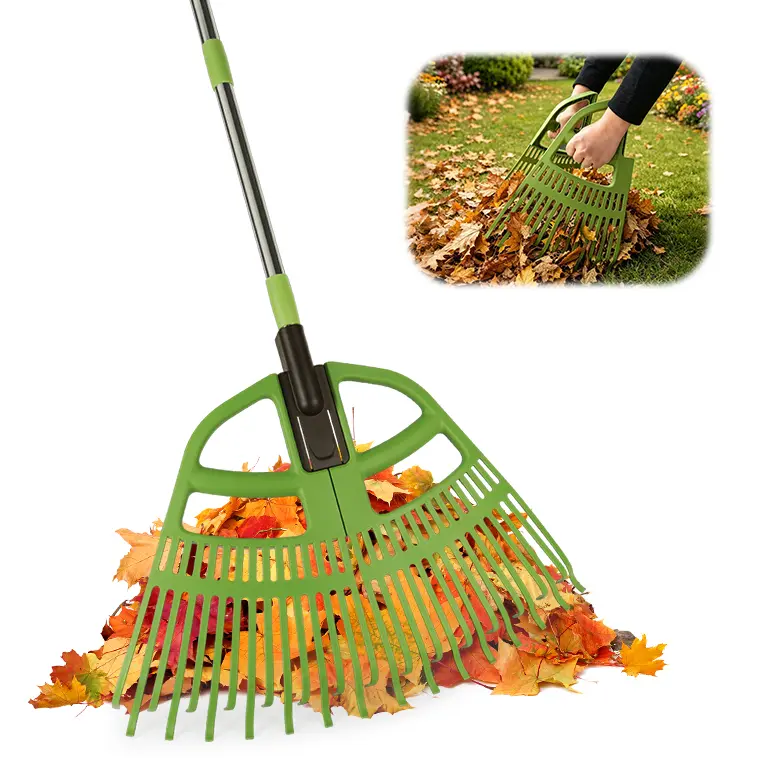 3-in-1 Detachable Leaf Rake with Long Handle, Leaf Scoops for Yard, Garden Cleanup