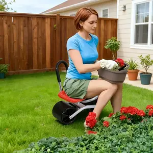 Multifunctional Rolling Cart Seat, Wheeled Gardening Work Chair, 360° Rotatable Height Adjustable Seat, Easy to Move, Ideal for Planting and Farm Work, Perfect for Garden Lovers, Lawn Use and Planting Assistance, Functional Portable Seat Made of Durable M