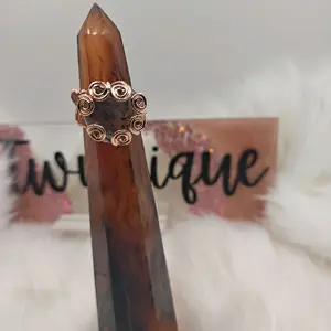 Kiwi Jasper Ring for Women, Handcrafted Natural Gemstone Statement Ring
