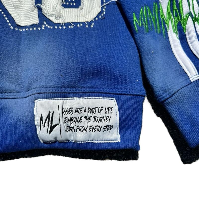 “I Hate Losing” Blue Rhinestone Hoodie