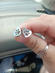 Stainless steel paw print in a heart post back