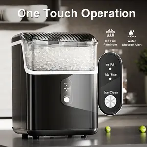 Antarctic Star Nugget Countertop Ice Maker with Soft Chewable Pellet Ice, Pebble Portable Ice Machine, 34Lbs/Day, Self-Cleaning, Sonic Ice Maker, One Button Operation, for Kitchen,Office Stainless Steel Black