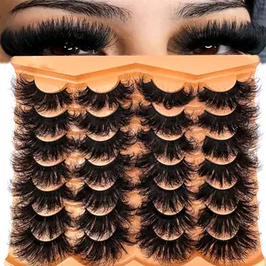 UMIRYAO 14 pairs of super thick and thick fake eyelashes, cat eye style, natural soft and fluffy artificial mink eyelashes, 3D fake eyelashes, dramatic and messy mink eyelashes, smart full eyelash extensions and curls, outer corner beauty makeup, reusable