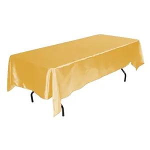 Tektrum Rectangular Silky Satin Tablecloth - Premium Fabric - Best for Wedding Party Banquet Events Restaurant Kitchen Dining Decoration - Gold Color