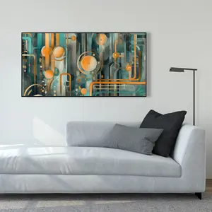 212 MAIN Astrological Machinery Art Print - 24x48 in. Turquoise Framed Artwork, Artistic Universe Decoration, Ideal Home Decor Gift, Room Accent with Stars