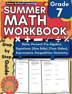 Summer Math Workbook Grade 7, With Pre-Algebra, Ratio, Proportion, Percentage, Statistics and Geometry Skills: 7th Grade Math Summer Workbook With Answers, Ages 12-13 (Summer Math Workbooks)