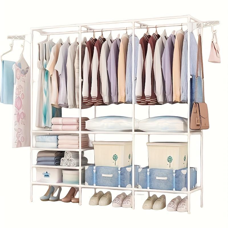 3-Tier Heavy-Duty Metal Garment Rack with Shoe box – Freestanding ...