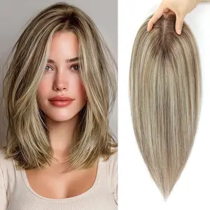 Vasilia Hair Toppers for Women Real Human Hair 12/14inch Hair Toppers for Women Near Black Toppers Hair Pieces for Women Hair Toppers for Thinning Hair Base Size: 4*4.8inch Lightweight and Breathable