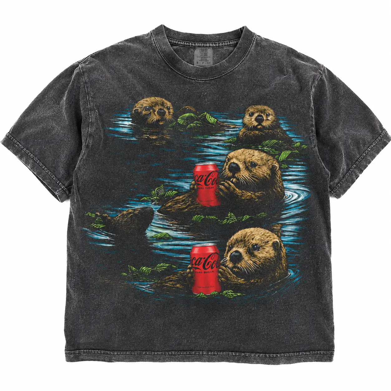 Cute Otter Graphic T-Shirt, Vintage Washed Animal Tee, Cozy Nature Shirt, Funny River Otter Tee, Cottagecore Unisex Gift, Cute Wildlife Shirt