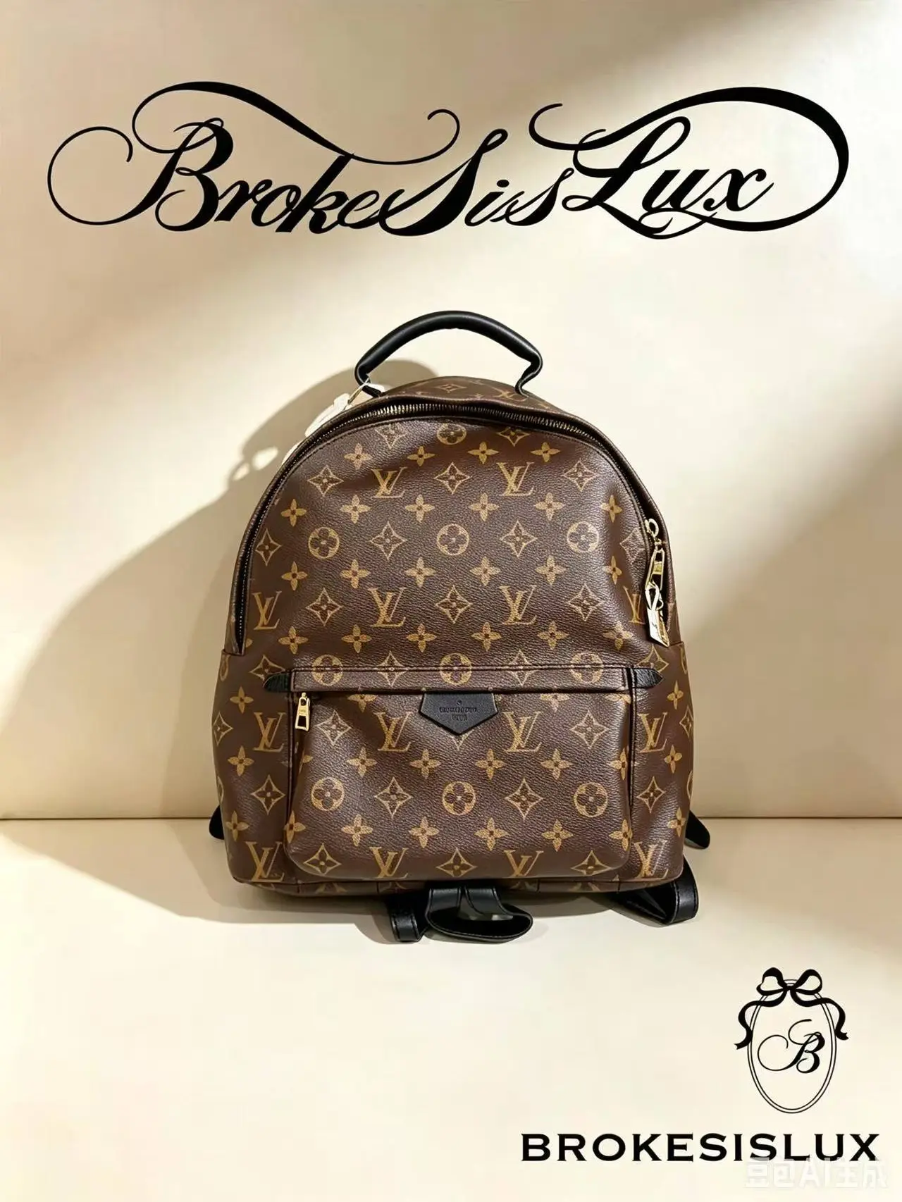 Pre-owned Louis Vuitton Classic Monogram Canvas City Backpack, Natural Calfskin Trim, Gold Tone Hardware, Adjustable Leather Shoulder Straps