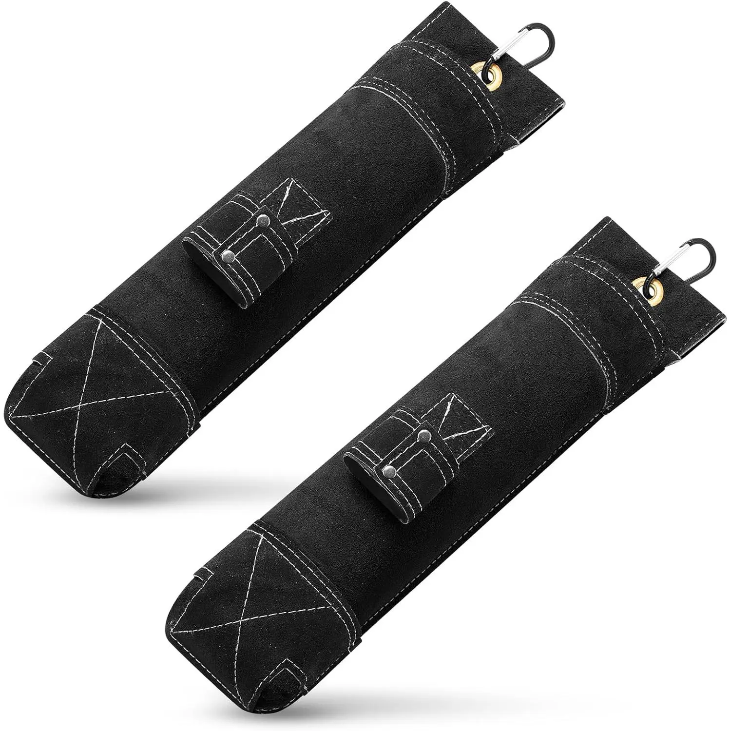 2 Pcs Welding Rod Holder, Large Flame-resistant Electrode Bag 16 Inch, Thickened Leather Pouch with Clip Wearable Waist Toolkit for Arc Welding Rod Storage(Black)