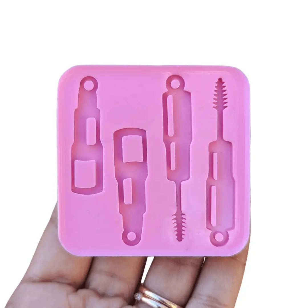 Makeup Earrings Mold Lipstick Rimmel Beauty Silicone Mold for Epoxy Resin Mascara Mold Pink Square Shape 2.40x2.40in Jewelry Molds