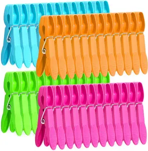 Clothes Pins,48 Pack Colored Plastic Clothespins, Clothes Pins Heavy Duty Outdoor, Non-Slip Laundry Clips for Hanging Clothes, Towels, Crafts, Picture, Clips  Package Clips