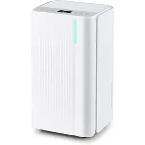 32 Pints Dehumidifier for Home, 2000 Sq. Ft Portable Dehumidifier for Bedroom, Basement, Bathroom, 24H Timer, 3-Color Indicator, 3.3 FT Drain Hose, 4 Wheels