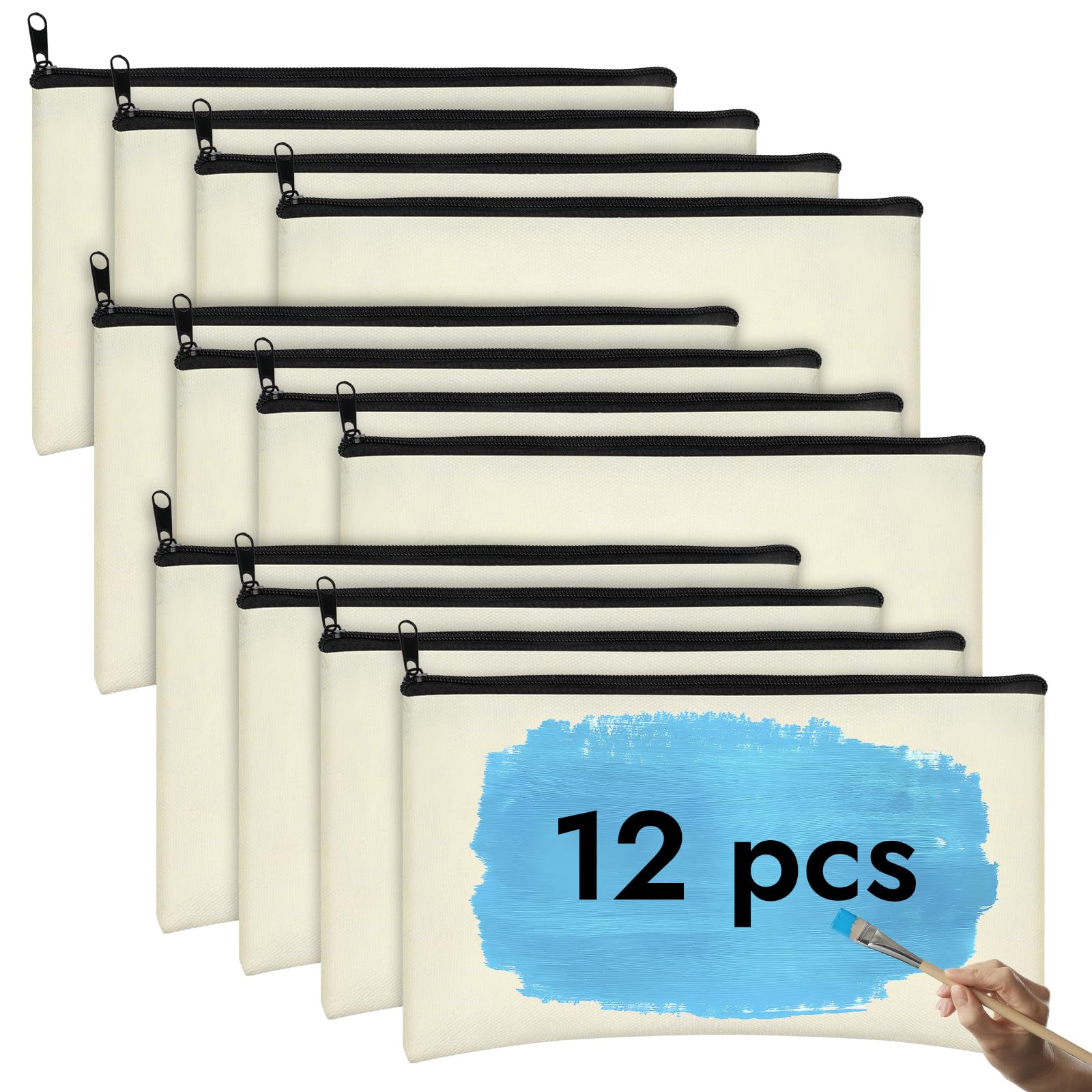 Canvas Pencil Pouch, 12 Pack Blank Canvas Zipper Pouch Makeup Bag Bulk, Canva Pouch Cosmetic Bags with Zipper Sublimation Pencil Case Blanks for DIY Craft, Travel, Organized Canvas Pencil Pouch, 12 Pack Blank Canvas Zipper Pouch Makeup Bag Bulk, Canva Pouch Cosmetic Bags with Zipper Sublimation Pencil Case Blanks for DIY Craft, Travel, Organized
