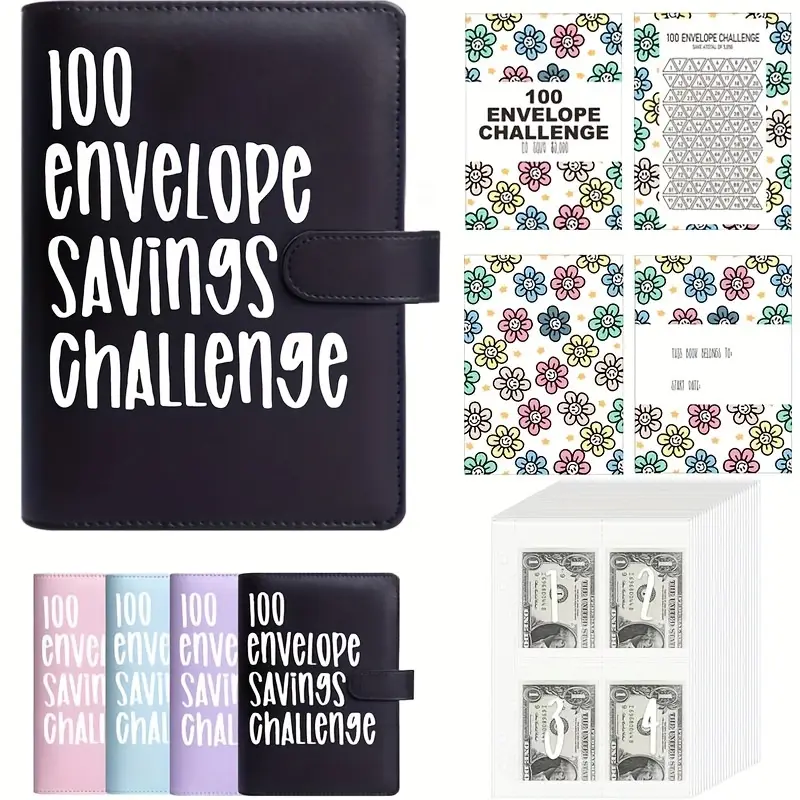 100 Days Money Saving Challenge Coin Envelope Budget Storage Book - Binding Covers with Daily Savings Tracker, Habit-Forming System, And Cash Savings