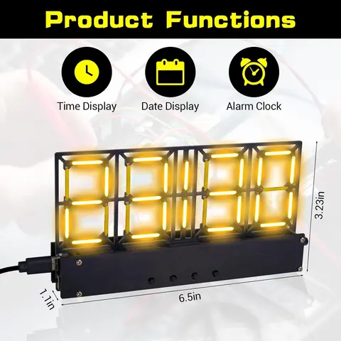 Soldering Practice Kit, 4-Bit Digital Clock Kit with Lighting Adjustment, Soldering Projects Alarm Clock DIY Electronic Kits for Adult Teens Learning Creative Present