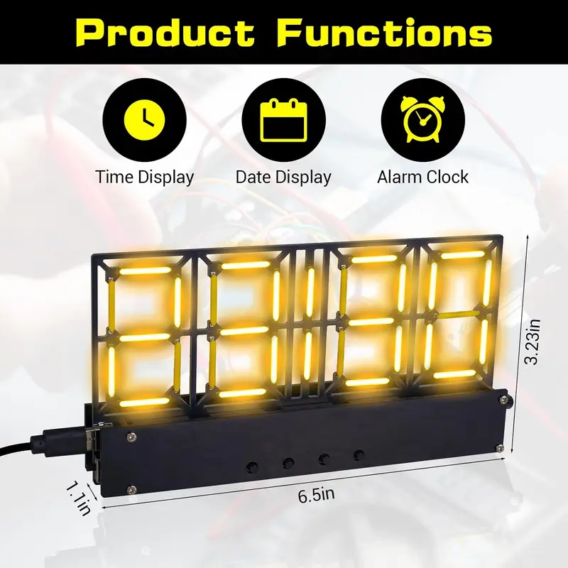 Soldering Practice Kit, 4-Bit Digital Clock Kit with Lighting Adjustment, Soldering Projects Alarm Clock DIY Electronic Kits for Adult Teens Learning Creative Present