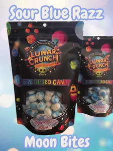 Freeze-Dried Sour Blue Razz Moon Bites, Candy, Snack, Candies, freeze-dried candy