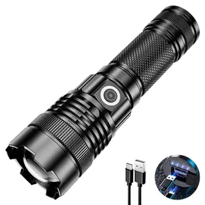 LED High Brightness Emergency Flashlight, Aluminum Alloy Rechargeable Torch, Adjustable Focus, Long Range Light for Outdoor Use
