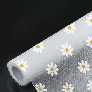 Floral Pattern Drawer Liner, 1 Roll Waterproof Non-slip Plastic Shelf Liner, Multipurpose Drawer Mat Liner for Home Kitchen Cabinet, Fridge, Table