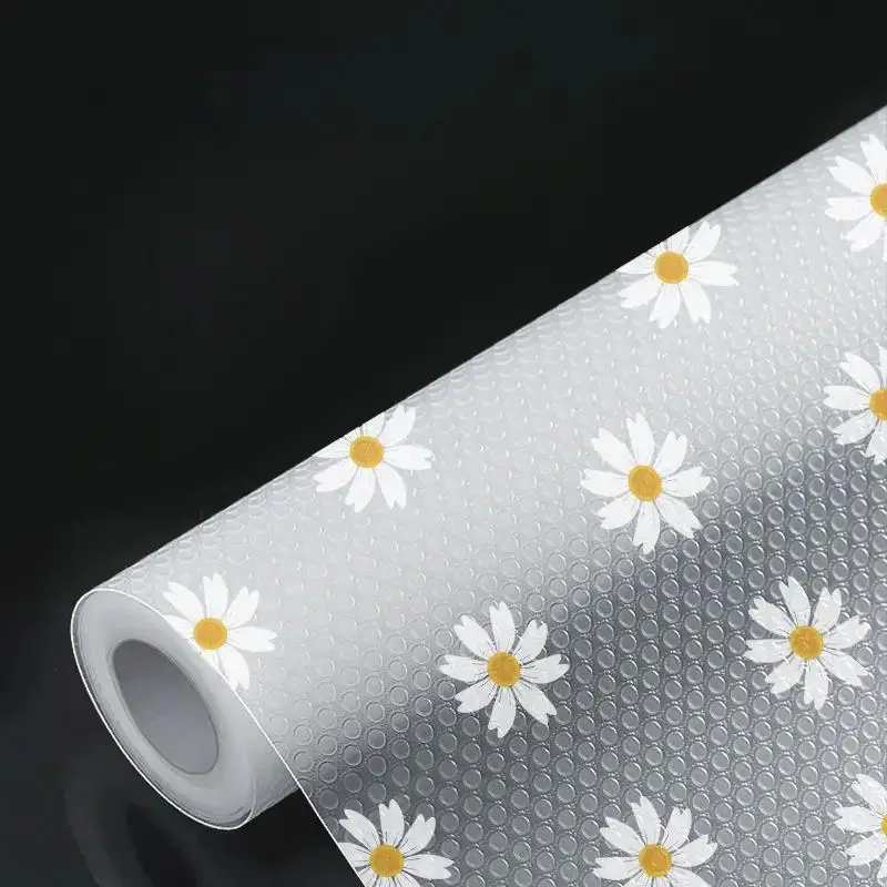 Floral Pattern Drawer Liner, 1 Roll Waterproof Non-slip Plastic Shelf Liner, Multipurpose Drawer Mat Liner for Home Kitchen Cabinet, Fridge, Table