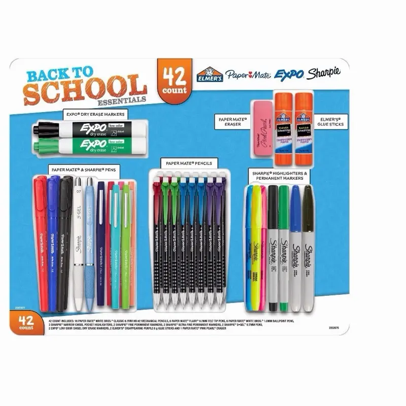 Supplies Variety Pack, Ballpoint Pens, Glue Sticks, Mechanical Pencils, Highlighters and More, 42 Count
