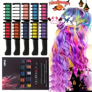 Valentine's Day Exclusive: 10 Mini Hair Coloring Combs with Washable Temporary Hair Color Powder, Perfect for Birthdays, Halloween, Christmas, Cosplay, and DIY Parties. - Vibrant rainbow colors, hair wax, and festive hair accessories.