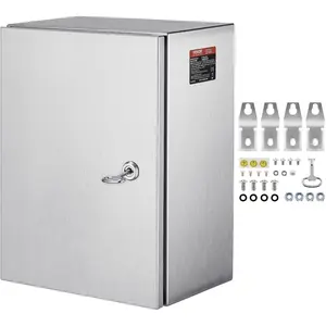 Steel Electrical Box, 16x 12x 10, 304 Stainless Steel Electrical Enclosure Box, Wall-Mounted Outdoor Electrical Electronic Equipment Enclosure with Mounting Plate Hinges Lock, IP66 WaterproofVEVOR Super Brand Day