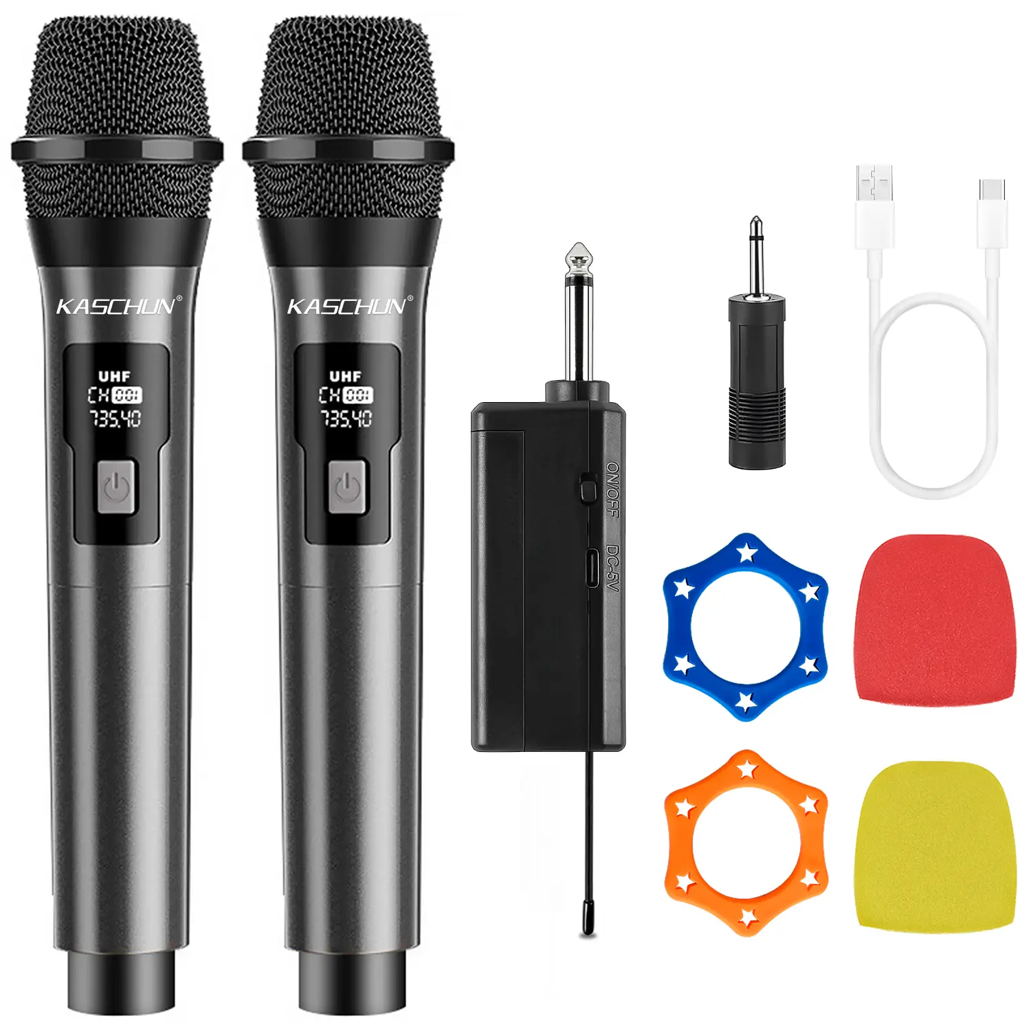 Kaschun Wireless Microphone,karaoke singing，Plug-and-play 2.4GHz wireless microphone; ideal for parties, speeches, DJ performances, weddings, churches, and home use.